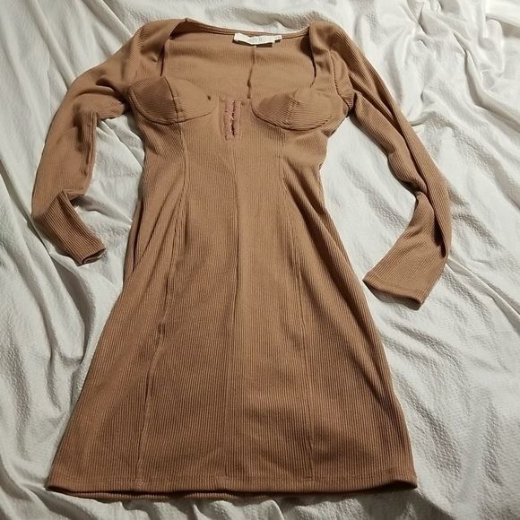 NWOT ASTR BODY CON RIBBED HOOK AND EYE FRONT BLUSH PINK LIGHTLY PADDED D… - Picture 7 of 12